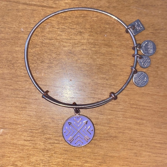 Alex and Ani Gold Bracelet with Purple Charm - Picture 1 of 2